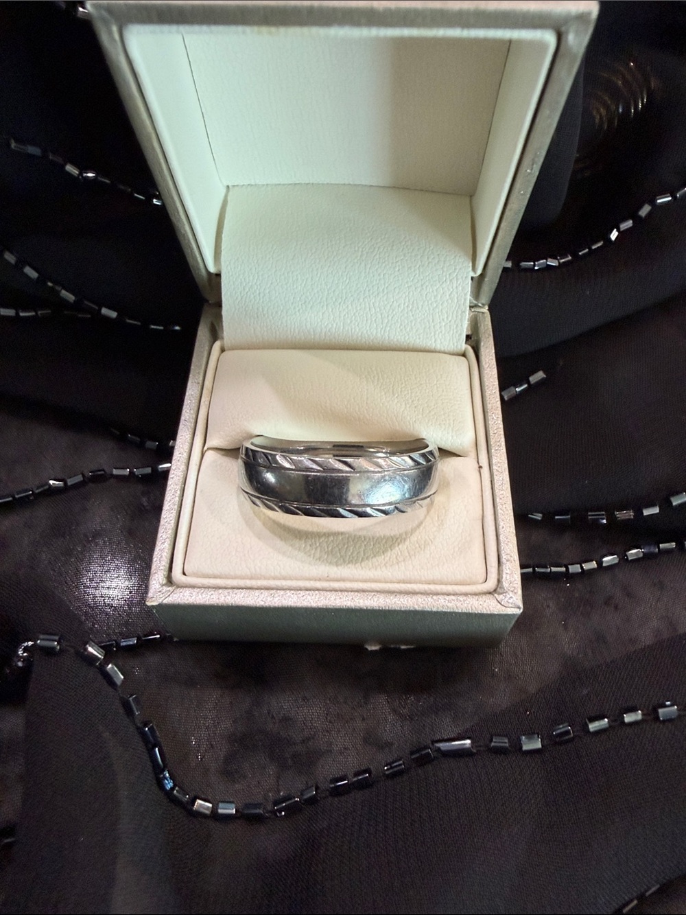 Men's Polished Steel Twisted Wedding Band